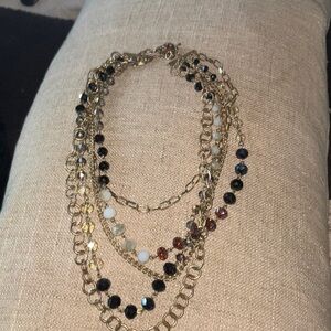 Elegant Gold and Black Multi-Layer Necklace